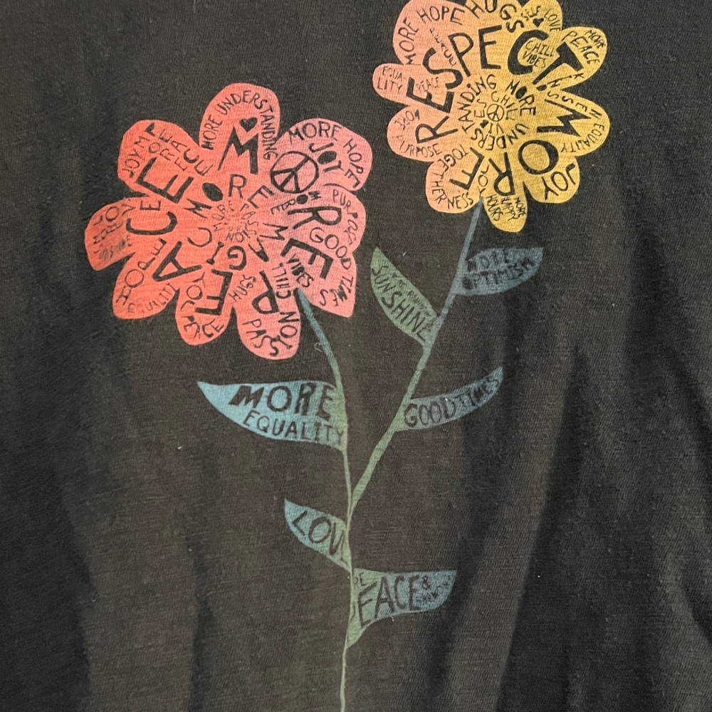 Old Navy Black Tee with Floral Design
